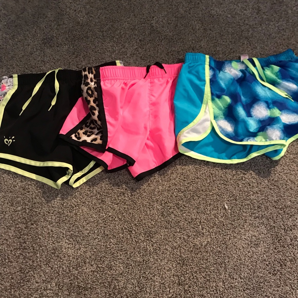 3 pairs of Justice work out shorts
